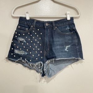 BDG Jean shorts 27  women studded dark denim shorts cut off